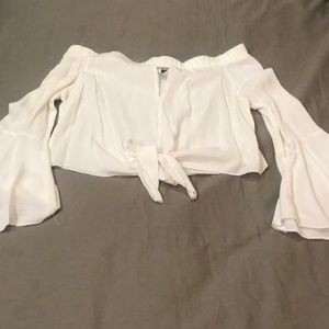 White off the shoulder top with flared sleeves
